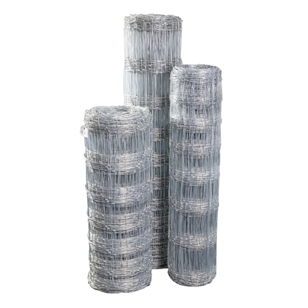 Three rolls of wire mesh on a white background