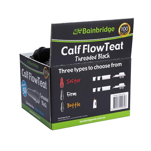15343- Livestock-Calf Flow Teat Threaded-50Pk-Black- Austral Ag
