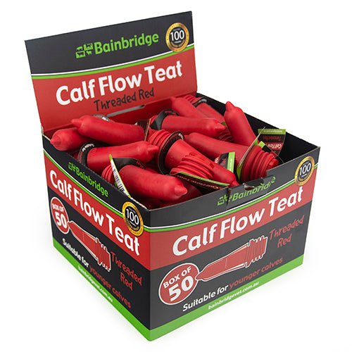 15345- Livestock-Calf Flow Teat Threaded-50Pk-Red- Austral Ag