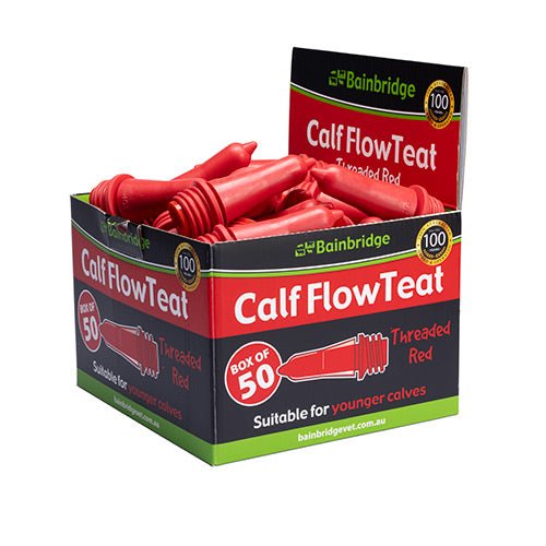 15345- Livestock-Calf Flow Teat Threaded-50Pk-Red- Austral Ag