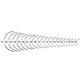 Set of 20 suture needles on a white background