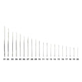 Set of 20 thin needles on a white background with numbers labeled from 01 to 20.