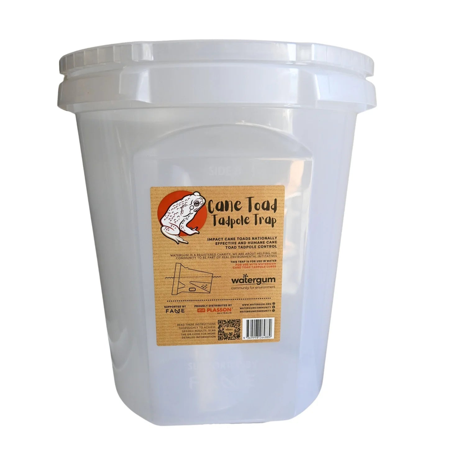 Cane Toad Tadpole Trap Including Bucket and Lid