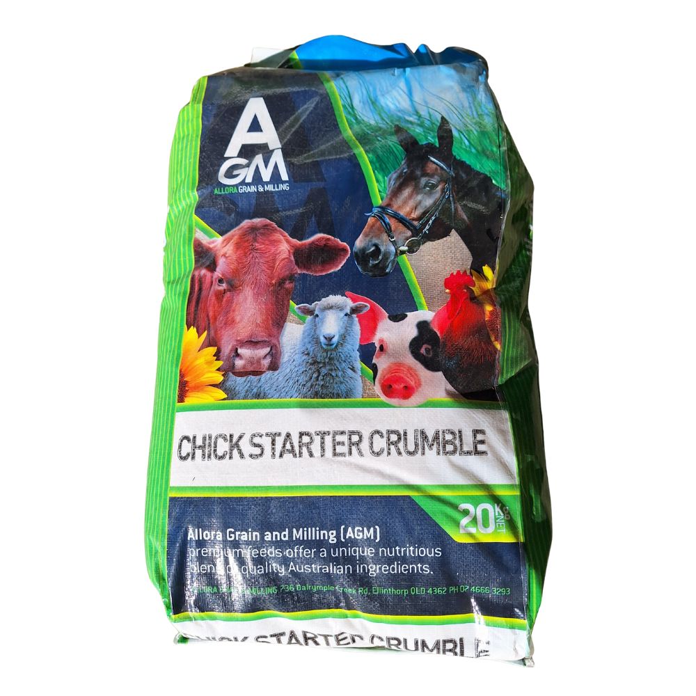 Bag of Chick Starter Crumble feed with animals on the label