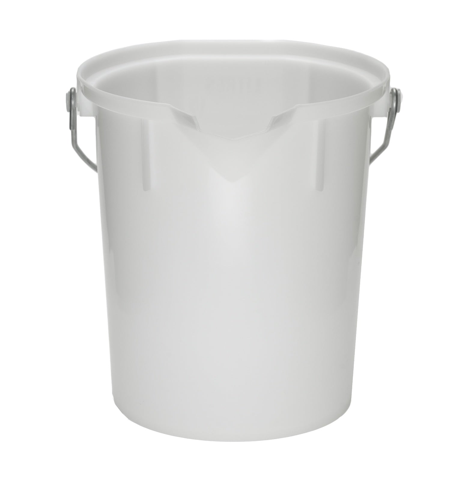 Transparent white bucket with handles on a white background