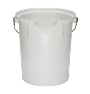 Transparent white bucket with handles on a white background