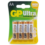 Battery 1.5V Ultra Alkaline AA GP Brand Card of 4.