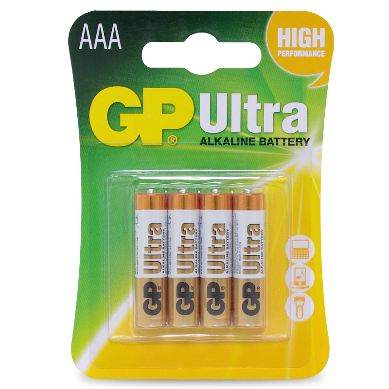 Battery 1.5V Ultra Alkaline AAA GP Brand Card of 4.