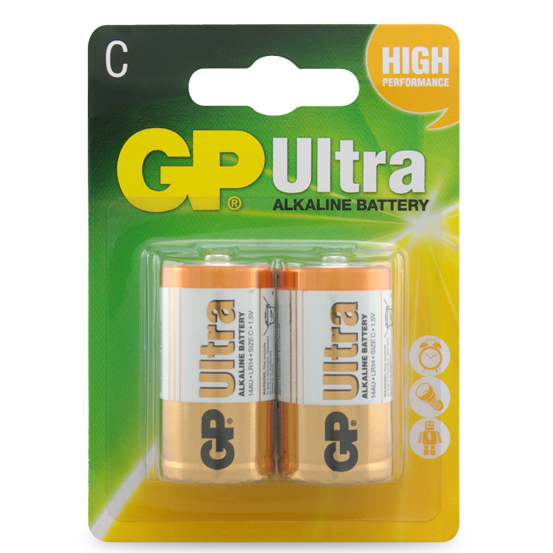 Battery 1.5V Ultra Alkaline C GP Brand Card of 2.