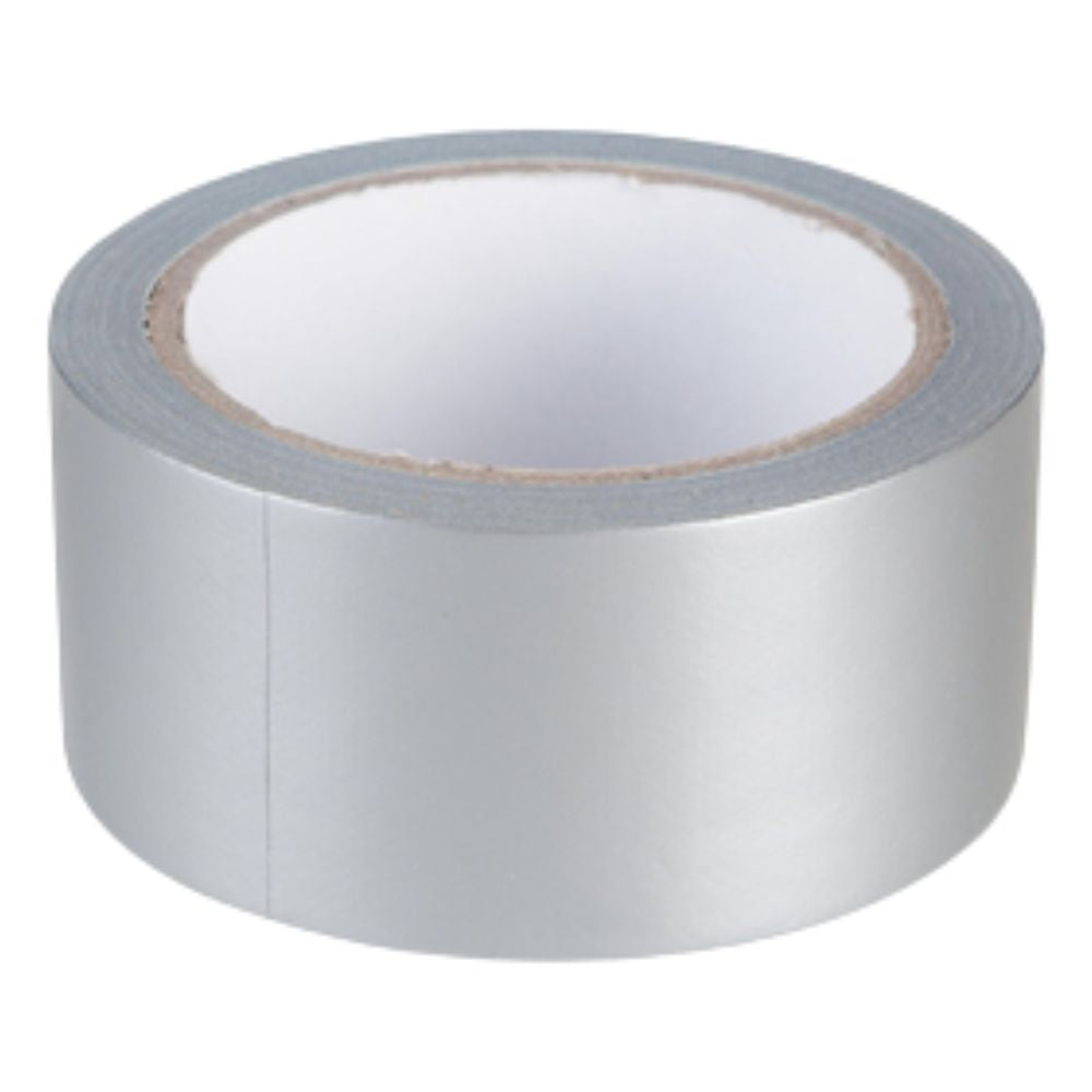 Roll of silver tape on a white background