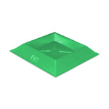 Green square plastic animal trough on a white background
