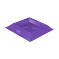 Purple square plastic animal trough on a white background