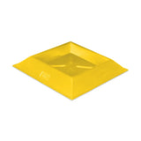 Yellow square plastic animal trough on a white background