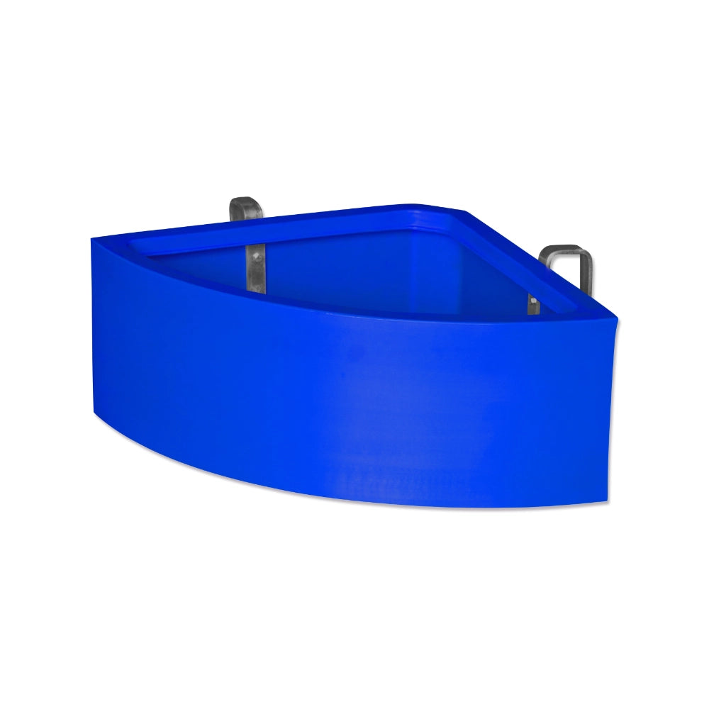 Blue corner animal feeder on a white background