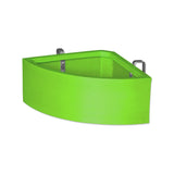 Lime green corner animal feeder on a white background