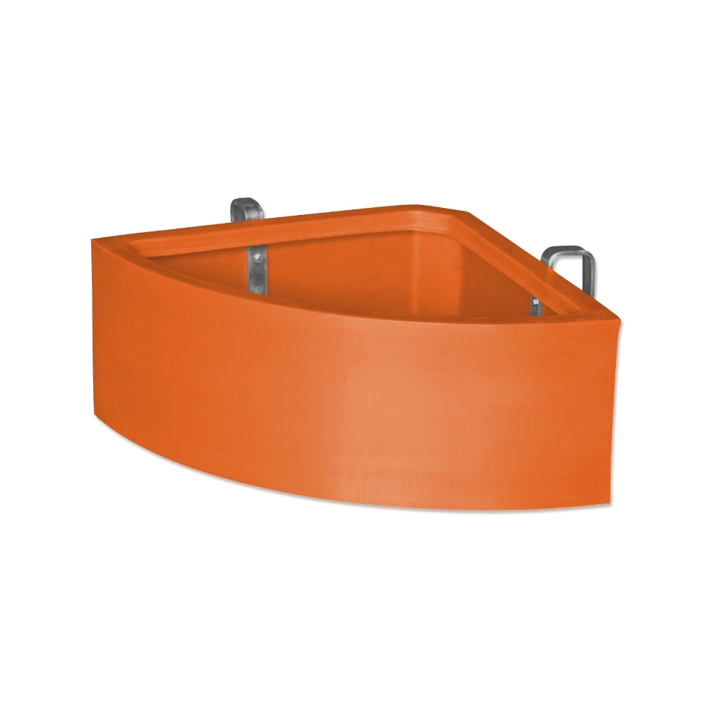 Orange corner animal feeder on a white background
