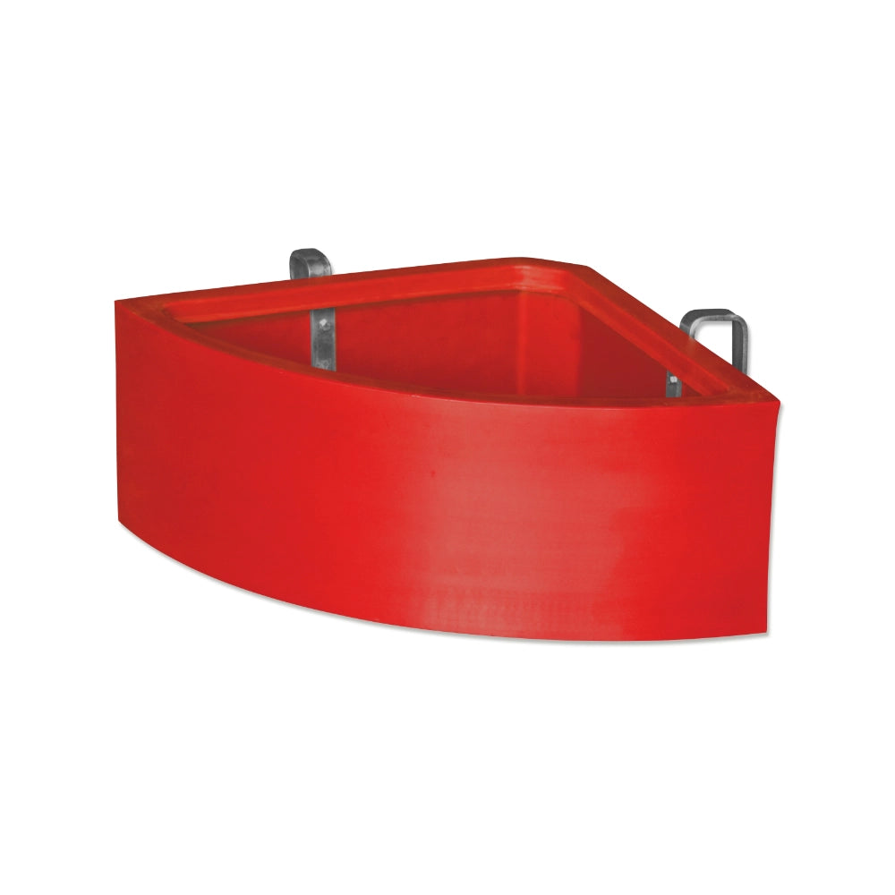 Red corner animal feeder on a white background