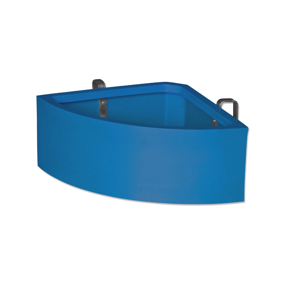 Teal corner animal feeder on a white background