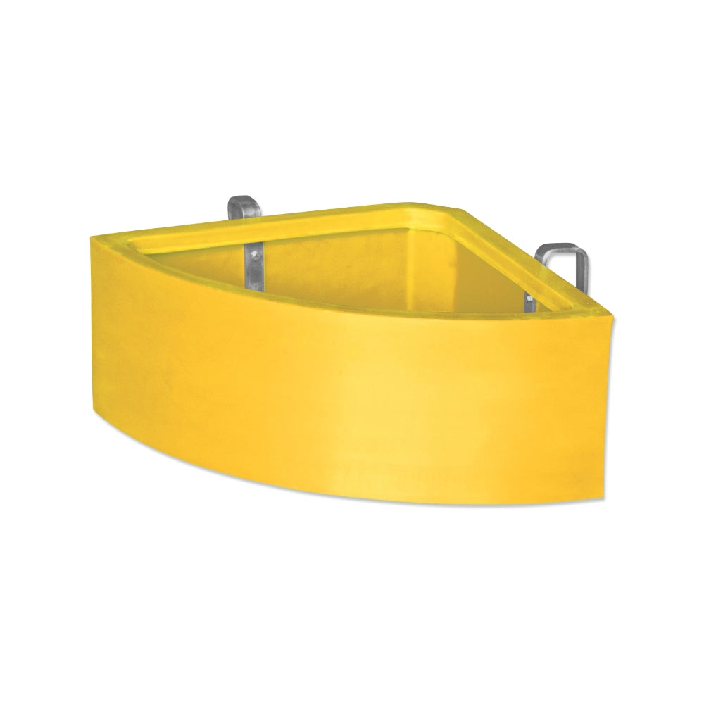 Yellow corner animal feeder on a white background