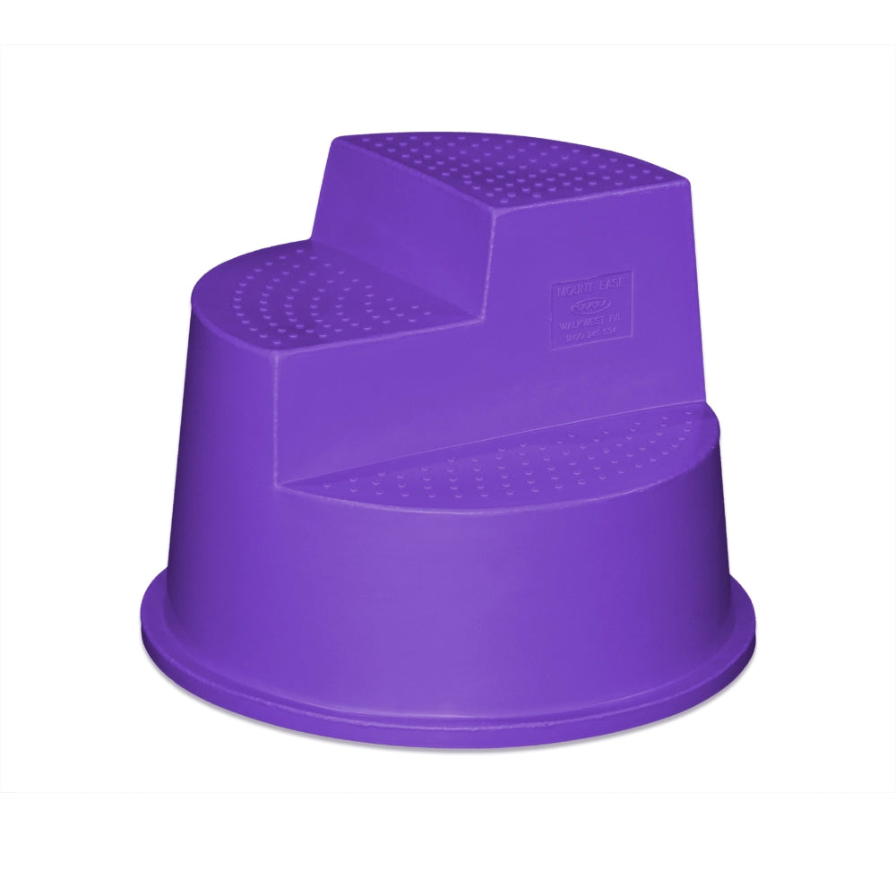 Purple plastic step stool on a white background