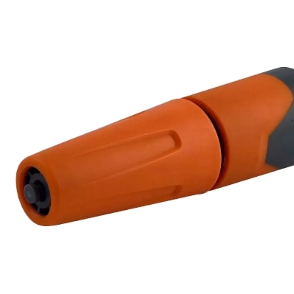 Orange and black spray gun nozzle on a white background