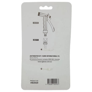 Packaging of a spray gun nozzle with branding and product details on a white background