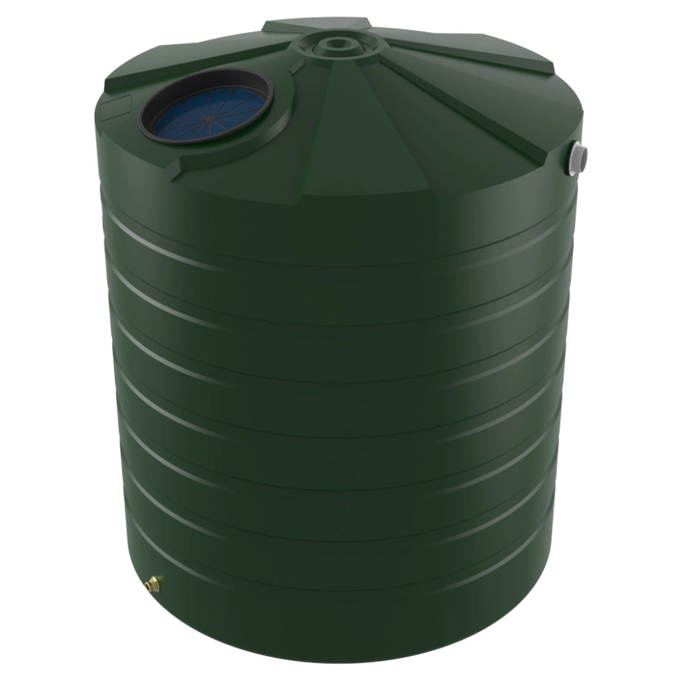 Green water storage tank on a white background