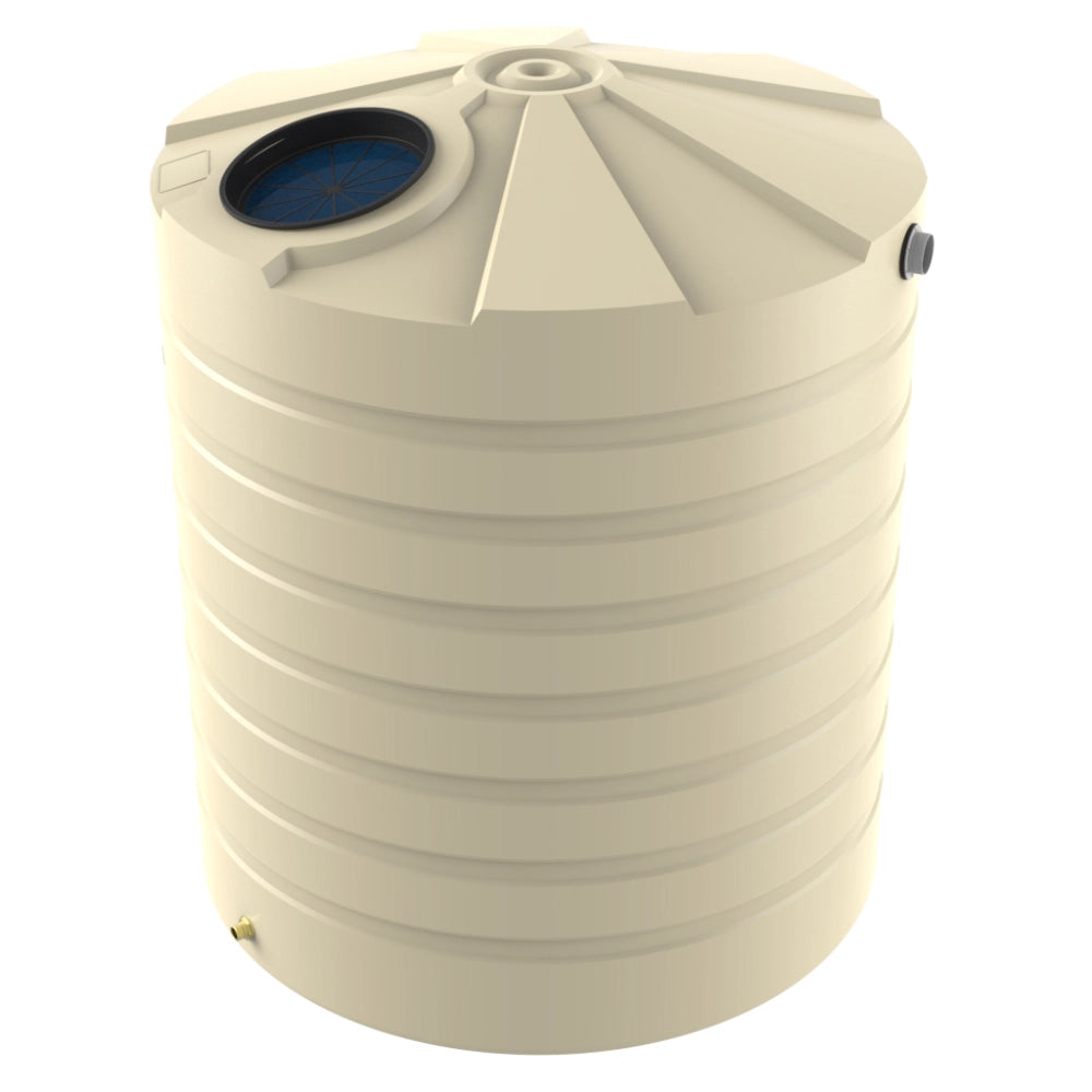 Beige plastic water storage tank on a white background