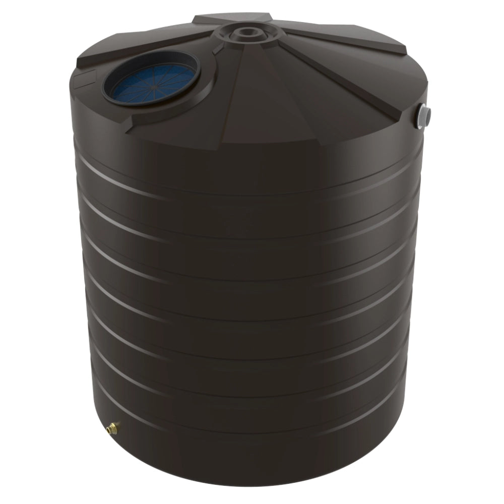 Black plastic water storage tank on a white background