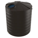 Black plastic water storage tank on a white background