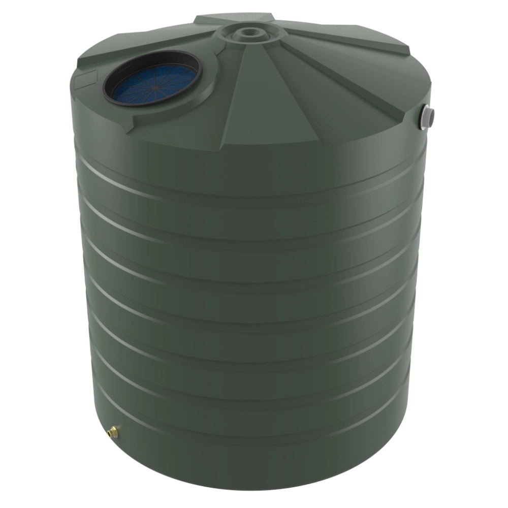 Green plastic water storage tank on a white background