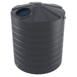 Large dark gray water storage tank on a white background