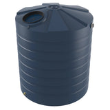 Large blue plastic water storage tank on a white background
