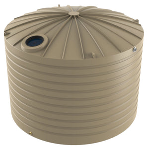 Beige plastic water storage tank on a white background