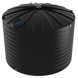 Black plastic water storage tank on a white background