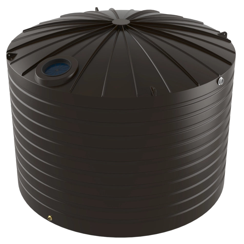 Black plastic water storage tank on a white background