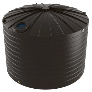 Black plastic water storage tank on a white background