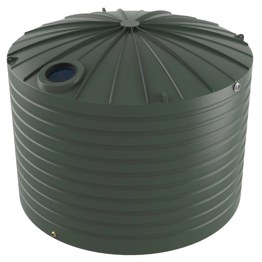 Green plastic water storage tank on a white background