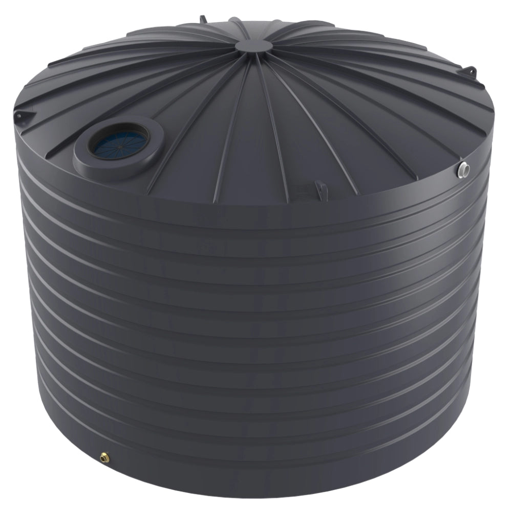 Dark grey plastic water storage tank on a white background