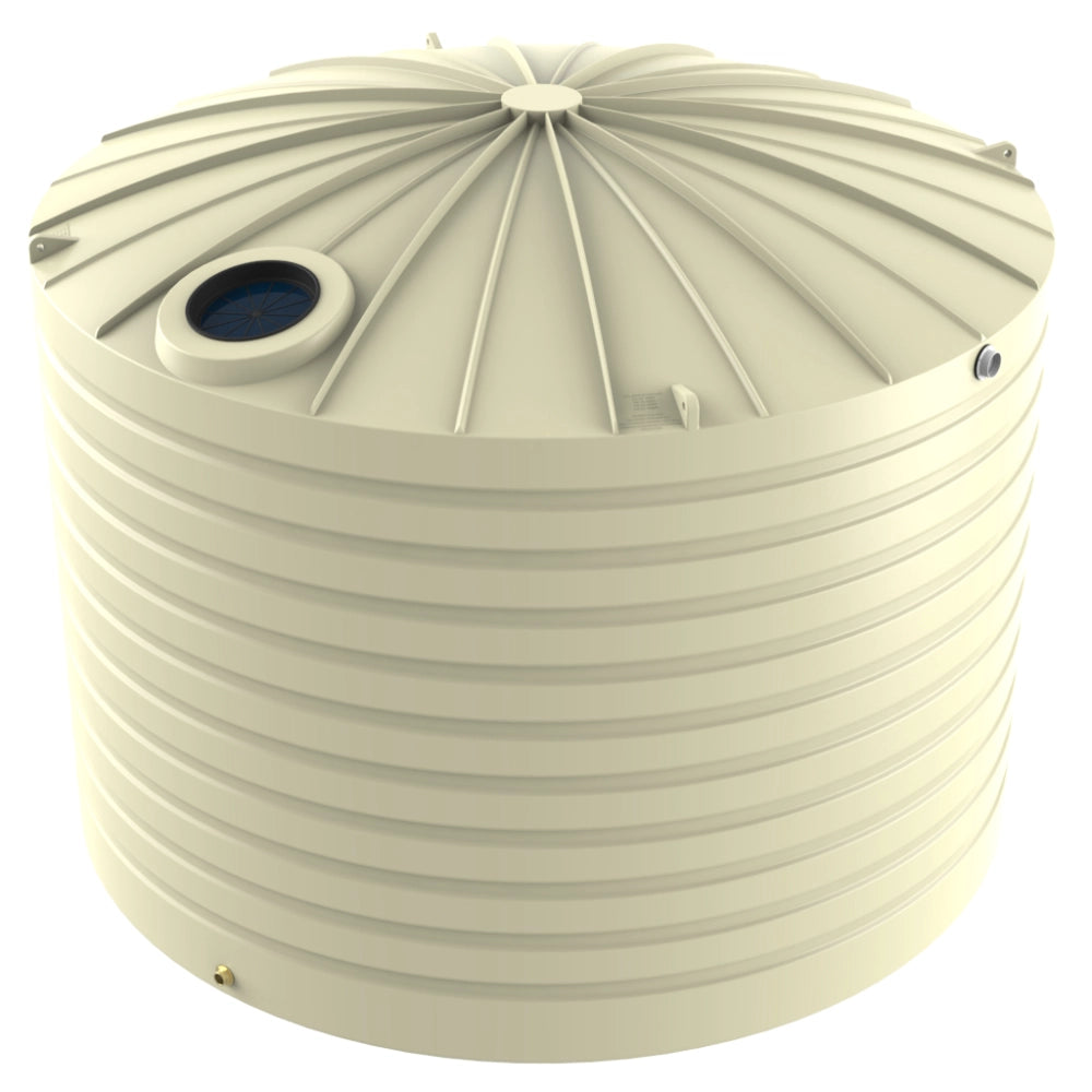 Beige plastic water storage tank on a white background