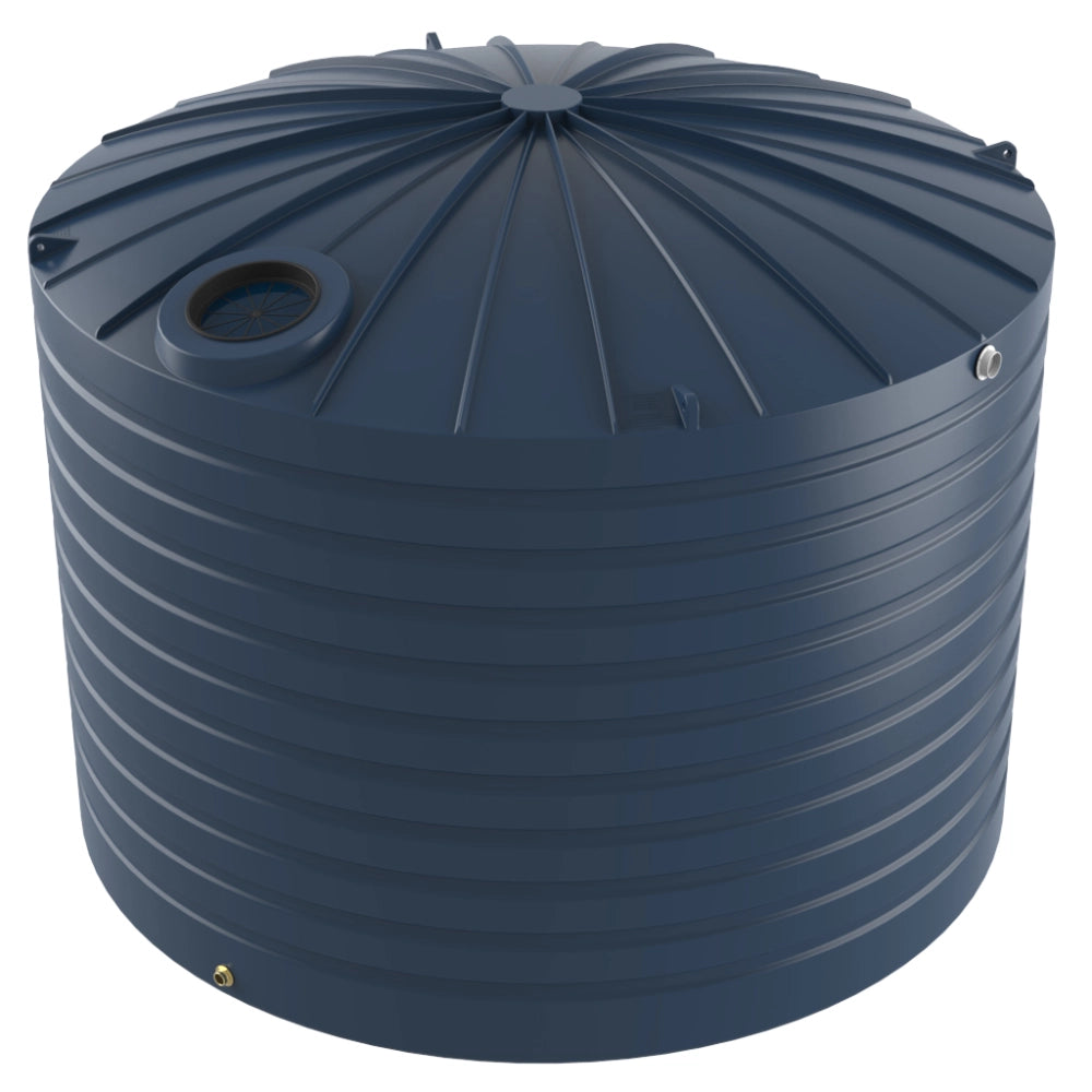 Blue plastic water storage tank on a white background