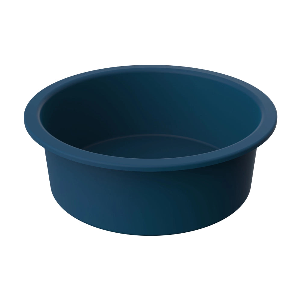 Blue plastic water trough on a white background