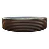Slate Gray Woodland corrugated round metal plunge pool on a white background