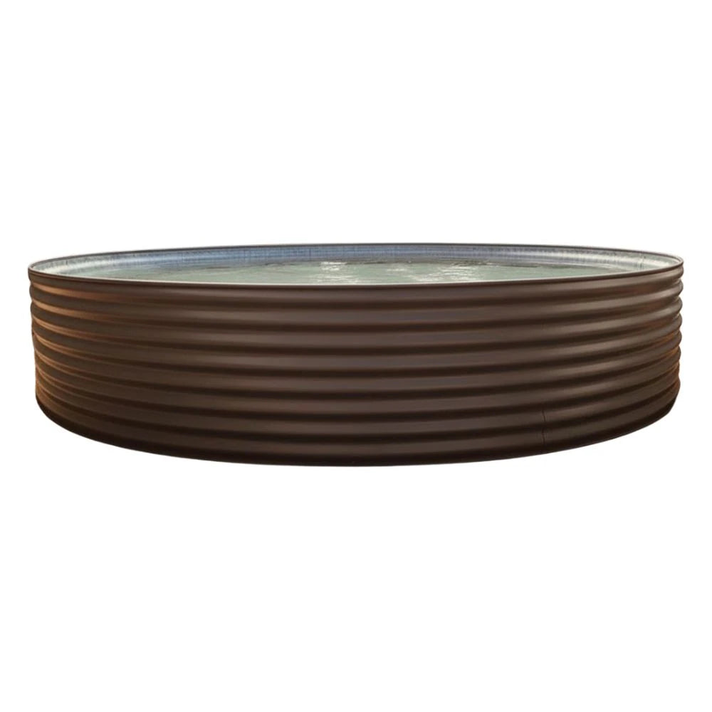 Wallaby grayish-brown corrugated round metal plunge pool on a white background