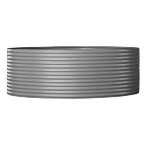 Gray corrugated metal plunge pool on a white background