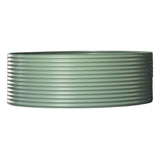 Mist green corrugated metal plunge pool on a white background