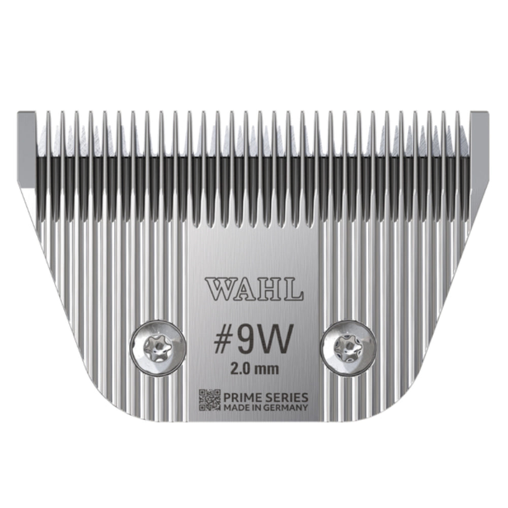 Wahl wide hair clipper blade with #9W marking on a white background