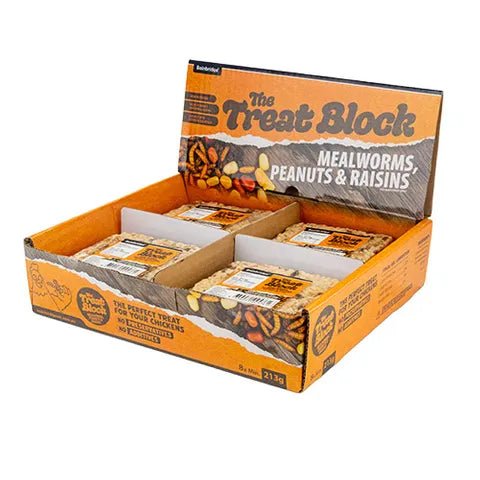 18991 - Supplementation - Chicken Treat - Flock Blocks with Dried Mealworms - Mealworms, Peanuts & Raisins - Austral Ag