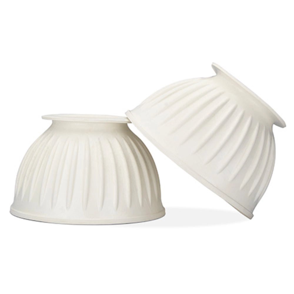 19176- Animal Accessories-Ribbed Bell Boots - Over-Reach - Pair-Medium-White- Austral Ag