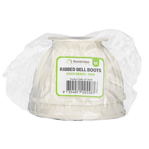 19176- Animal Accessories-Ribbed Bell Boots - Over-Reach - Pair-Medium-White- Austral Ag